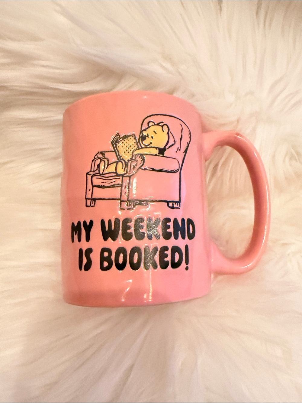 Pooh 'My Weekend Is Booked' Ceramic Reading Mug